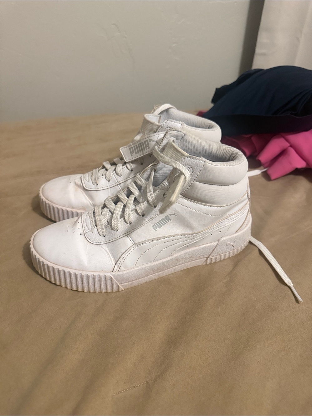 Puma Kids' White High-Top Sneakers with Strap